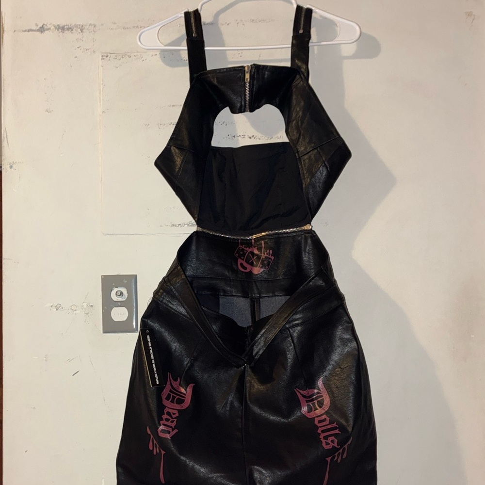 Dead Dolls Faux Leather Convertible Jumpsuit L NWT Goth Rave Dolls Kill
